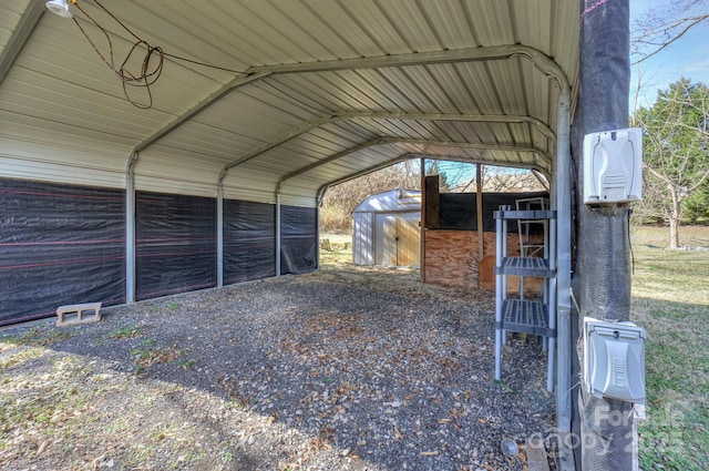 view of parking with a carport