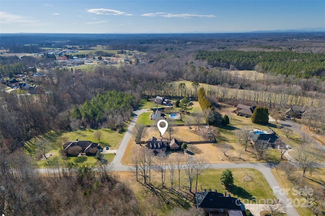 birds eye view of property with a view of trees