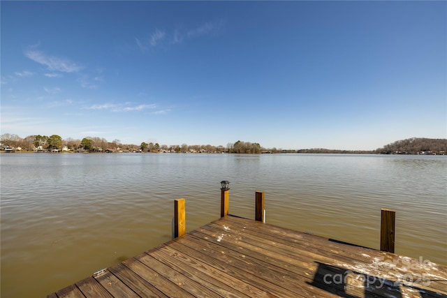 dock area featuring a water view