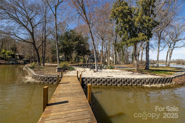 view of dock featuring a water view