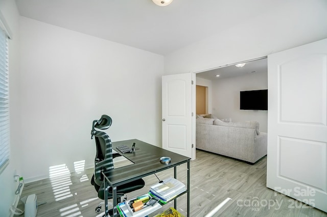 office featuring light wood-type flooring