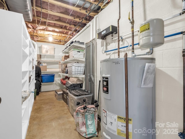 utility room with water heater