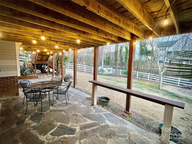 view of patio / terrace with fence and outdoor dining area