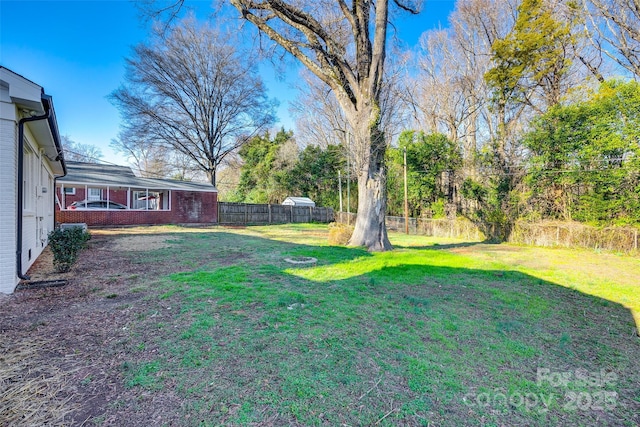 view of yard featuring a fenced backyard