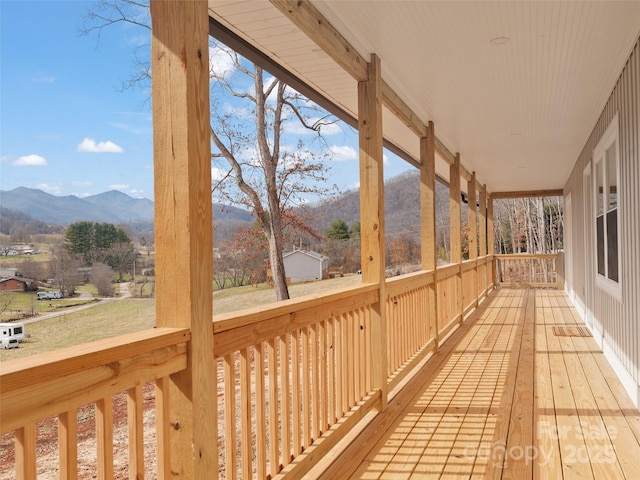 deck featuring a mountain view