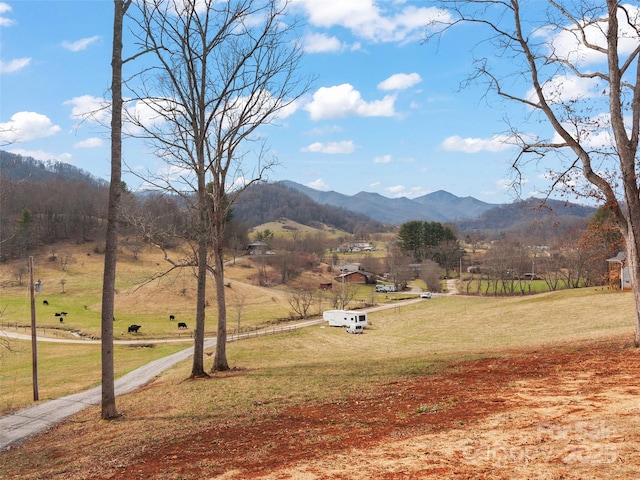 view of mountain feature featuring a rural view