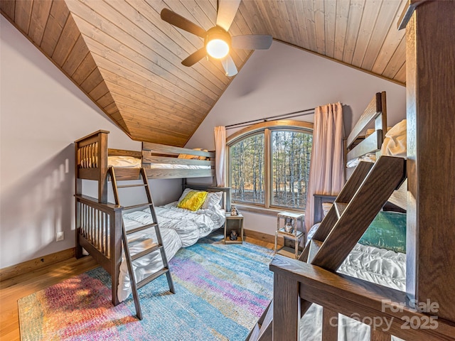 103 Duck Hope Dr, Hendersonville, NC 28739 - bedroom featuring lofted ceiling, wood finished floors, wood ceiling, and baseboards