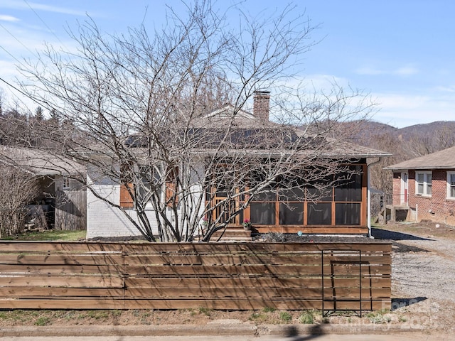 exterior space with a chimney