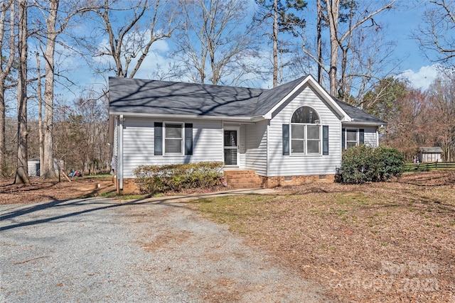 single story home with crawl space and driveway