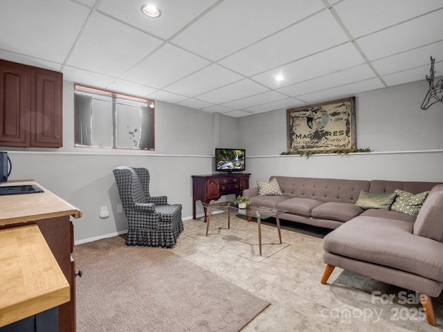 232 Stonebrook Dr, Hendersonville, NC 28791 - living area with a paneled ceiling, baseboards, and recessed lighting