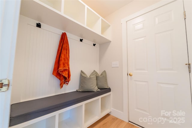 mudroom featuring light wood-style flooring