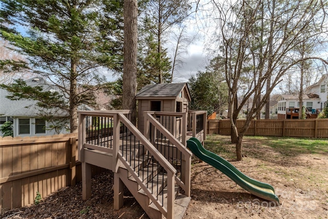 view of jungle gym featuring a fenced backyard