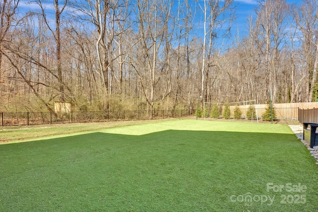 view of yard featuring a fenced backyard