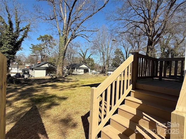 view of yard with a deck