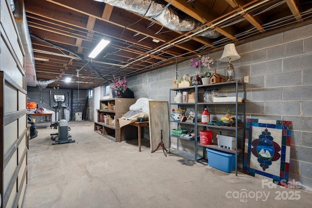 view of unfinished basement