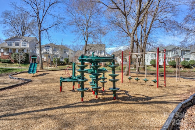 communal playground with a residential view