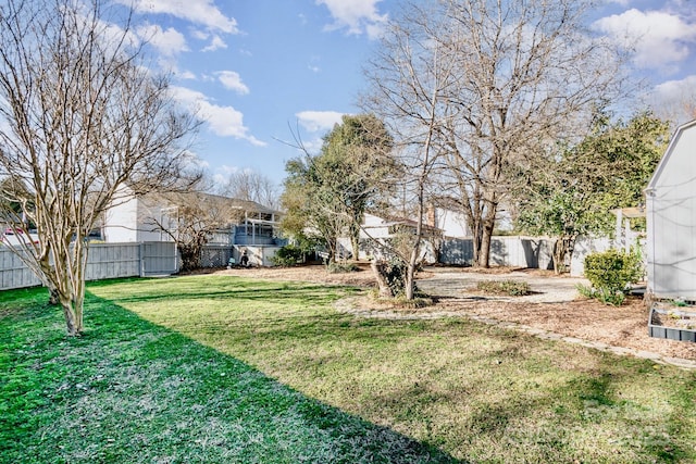 view of yard with a fenced backyard