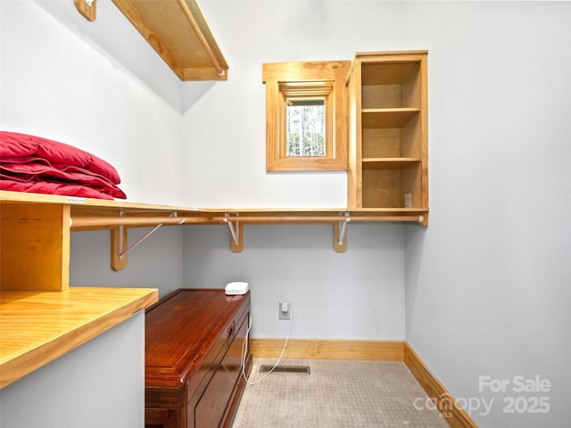 spacious closet with visible vents