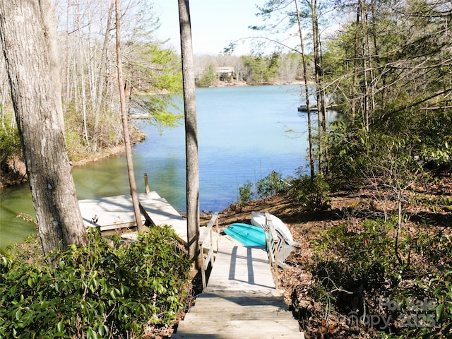 view of water feature featuring a dock