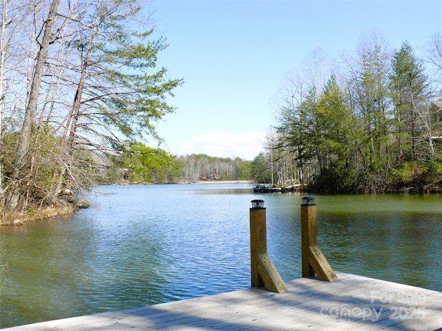 view of dock featuring a water view