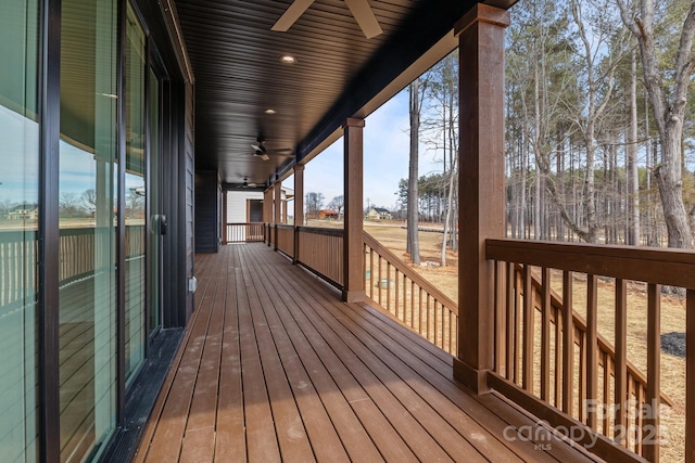 deck with a ceiling fan