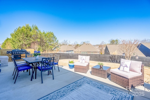 126 W Morehouse Ave, Mooresville, NC 28117 - view of patio / terrace featuring outdoor lounge area, outdoor dining space, and a fenced backyard