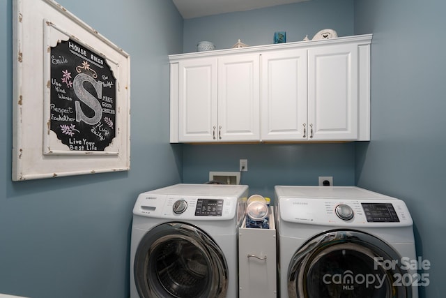126 W Morehouse Ave, Mooresville, NC 28117 - clothes washing area with cabinet space and washer and dryer