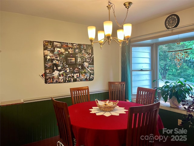 1496 Givens St, Hickory, NC 28602 - dining room featuring a chandelier and a wainscoted wall