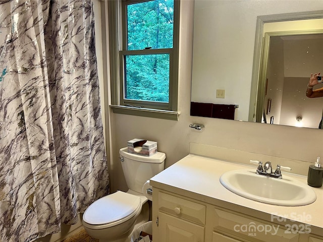 1496 Givens St, Hickory, NC 28602 - bathroom with toilet, vanity, and a shower with shower curtain