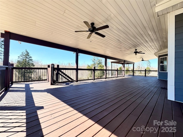 wooden terrace with ceiling fan