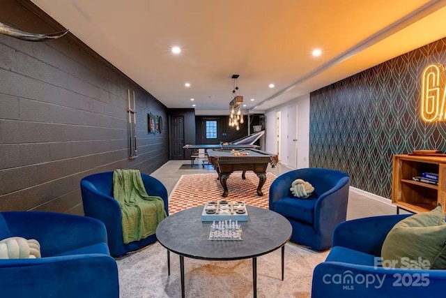 169 Chandler Rd, Alexander, NC 28701 - recreation room featuring pool table and recessed lighting
