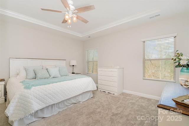 14707 Batteliere Dr, Charlotte, NC 28278 - bedroom with light carpet, multiple windows, and crown molding