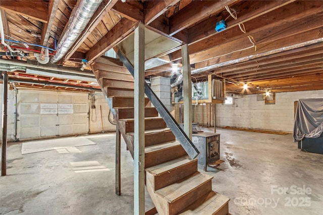 basement with stairs