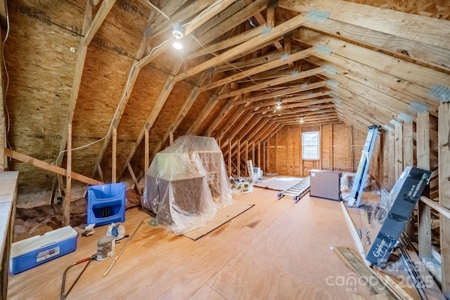 view of unfinished attic