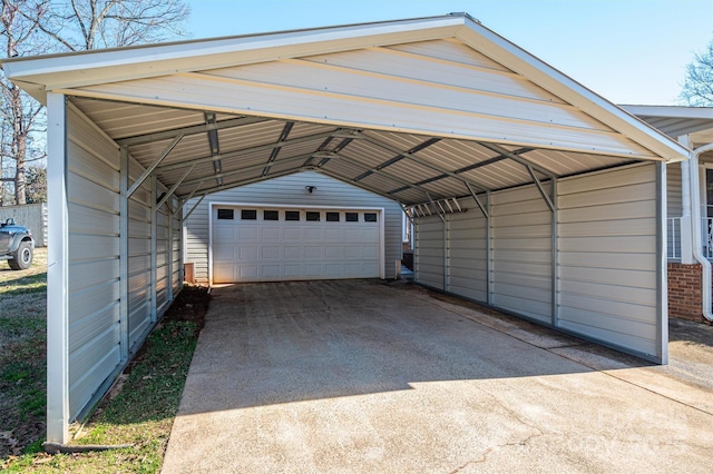 view of detached garage