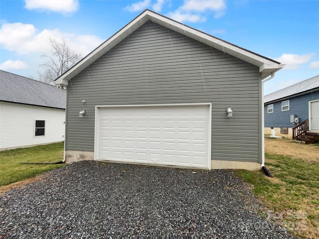 view of detached garage