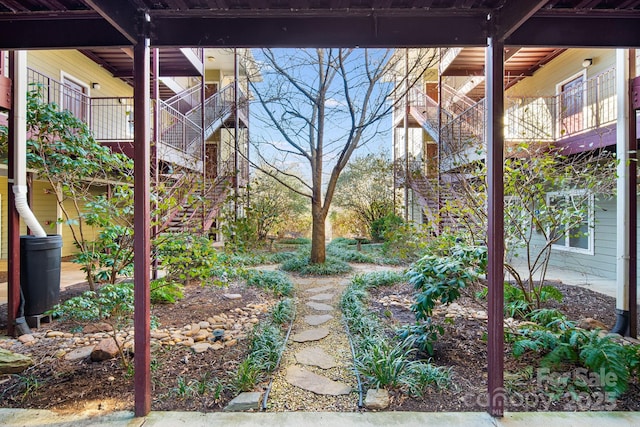 view of yard with stairs