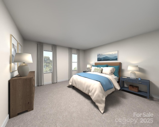 bedroom with baseboards and carpet flooring