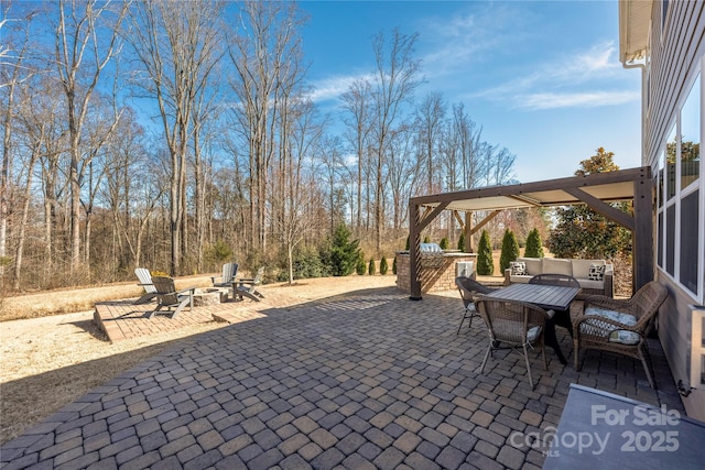 view of patio featuring area for grilling and outdoor lounge area