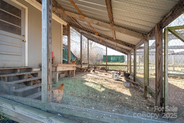 exterior space with an outbuilding