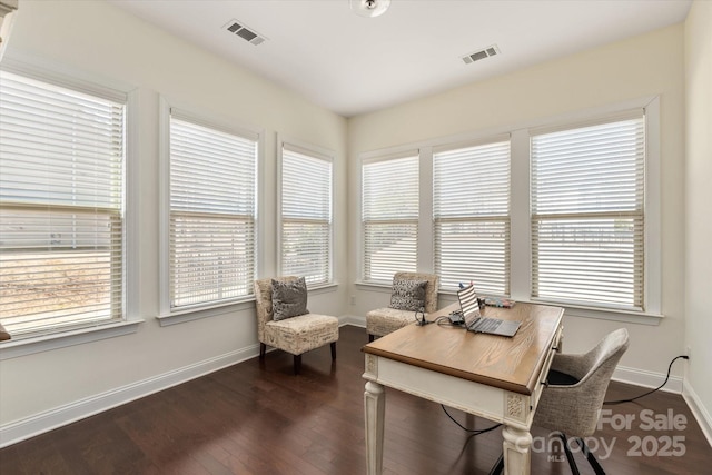 interior space with visible vents, dark wood-type flooring, and a wealth of natural light