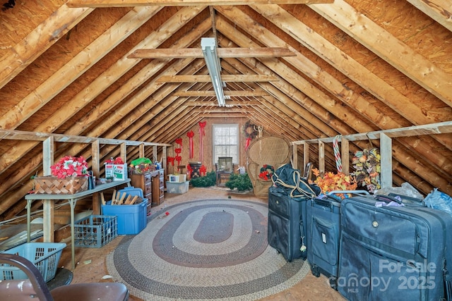 view of unfinished attic