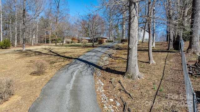 view of road featuring aphalt driveway