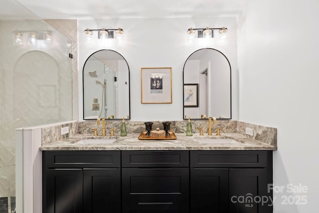 bathroom featuring double vanity and a sink