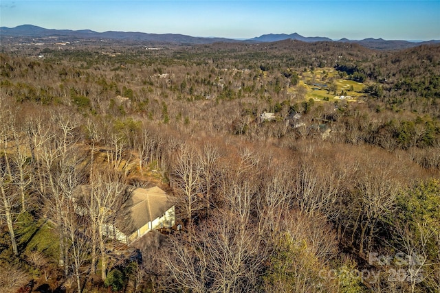 aerial view with a mountain view