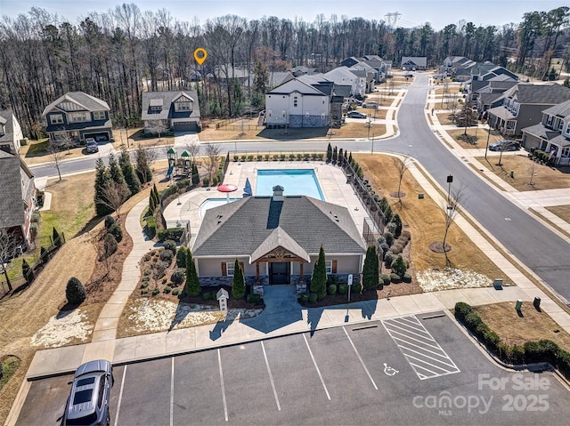 bird's eye view with a residential view