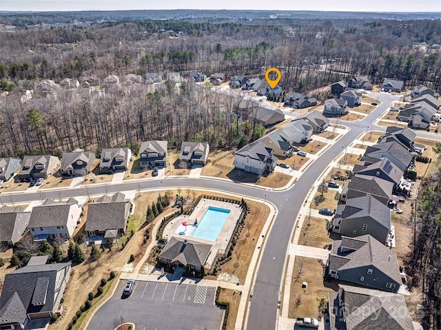 aerial view with a residential view