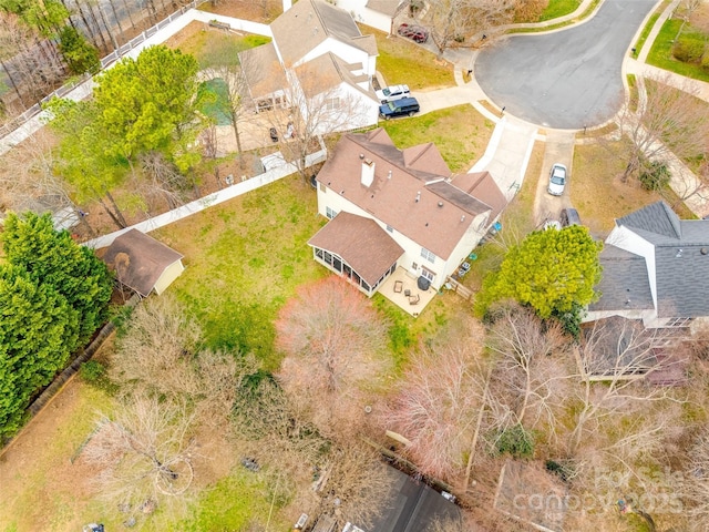 bird's eye view with a residential view