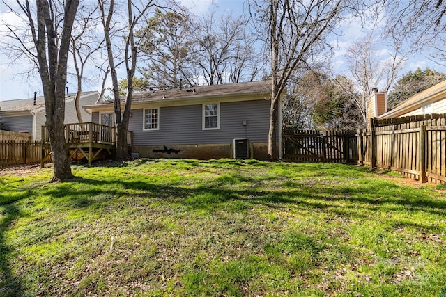 view of yard featuring a fenced backyard