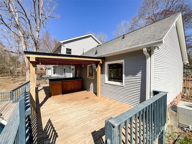 wooden terrace with central AC unit